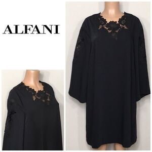 ALFANI black dress with cut out embroidered lace. New